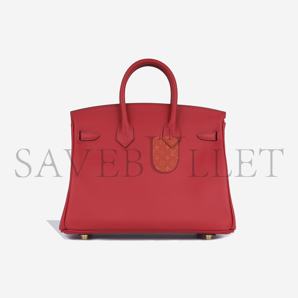 HERMES MASTER BIRKIN 25 SWIFT LEATHER FLAG RED GOLD BUCKLE H049362CK12 (25*20*13cm)